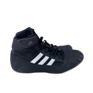 Adidas HVC K Wrestling‎ Shoes Kids US 3 Black White Three Stripe Lace-Up AQ3327